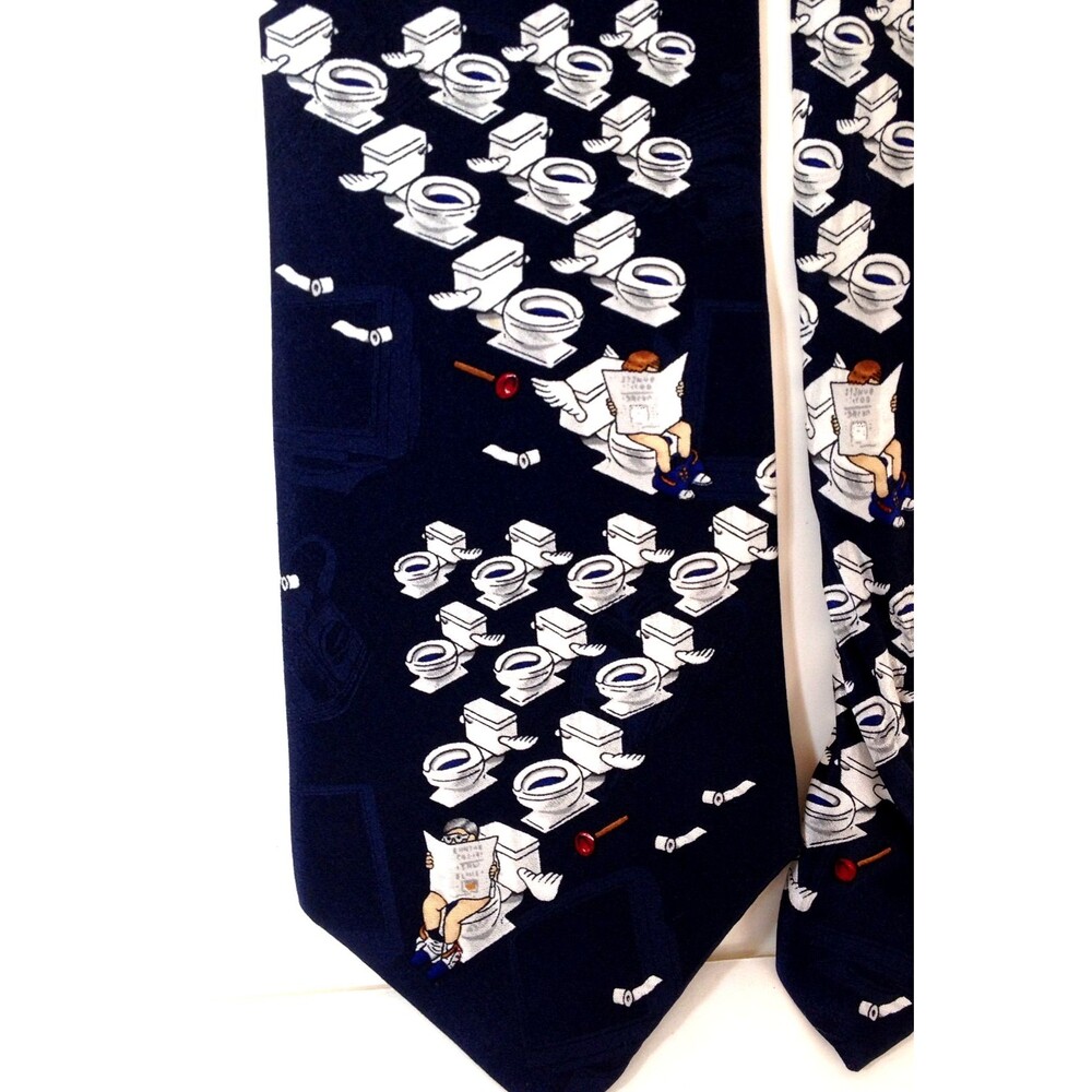 Vintage After Dark Flying Toilets Designer Fun Neck Tie 58" x 3 7/8"